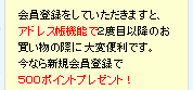 会員登録で500ポイントプレゼント